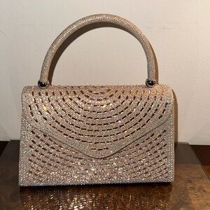 NWOT Rose hued sparkled evening handbag